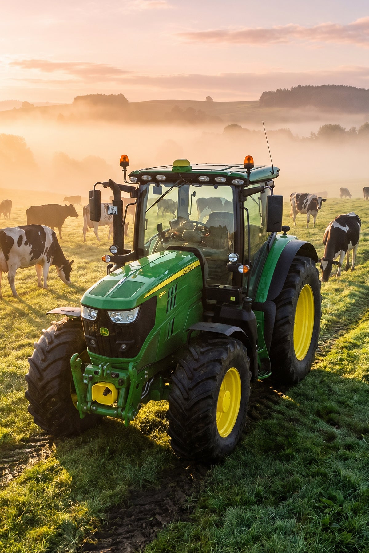 John Deere 6R Cows Fine Art Print