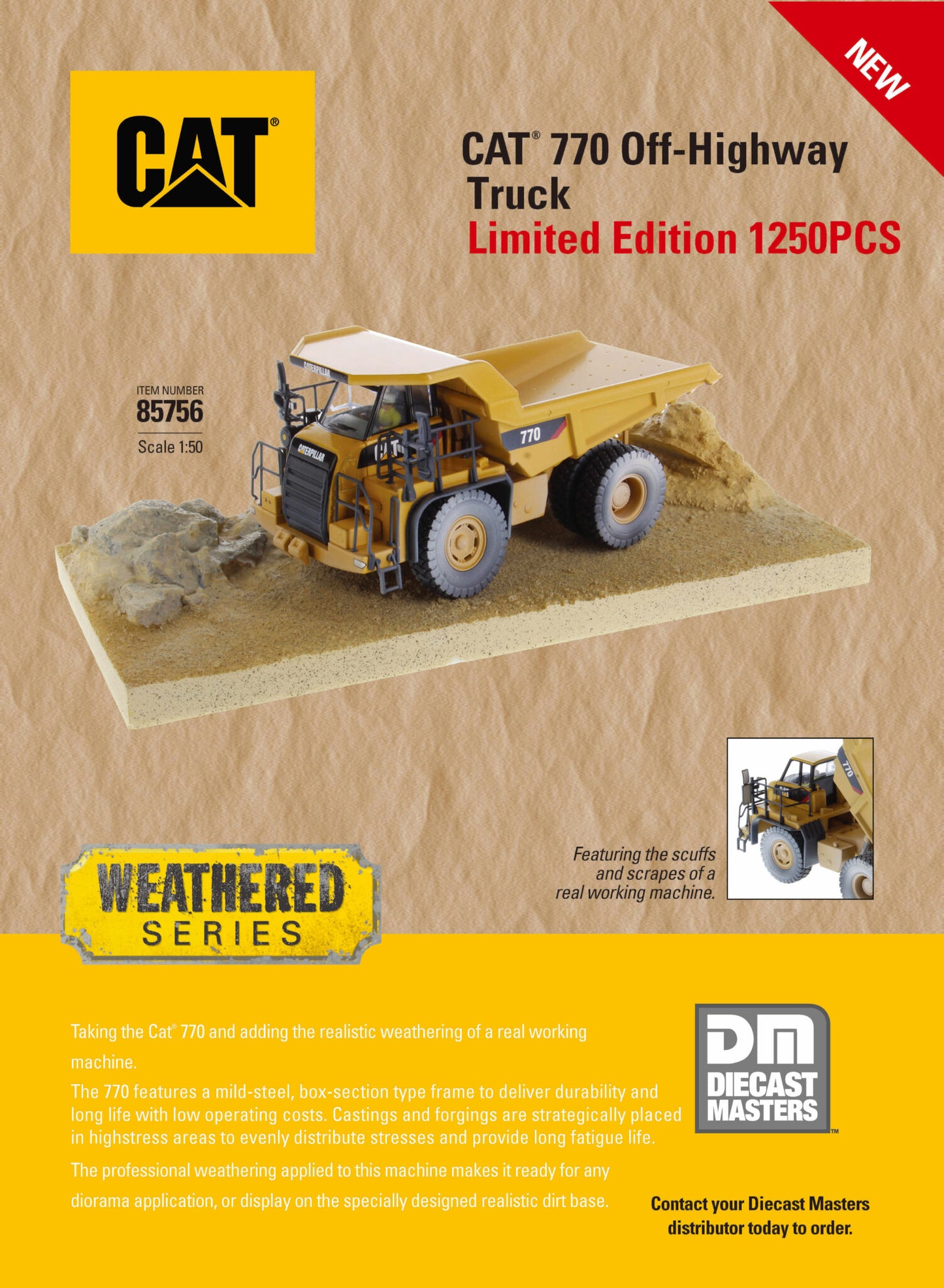 Die Cast Masters - 1:50 Cat 770 Weathered Off-Highway Truck